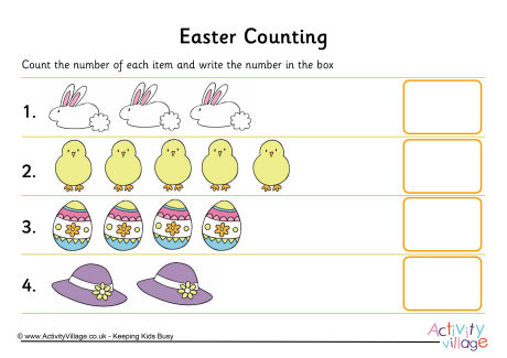Easter counting worksheet 1