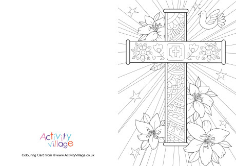 Easter cross colouring card