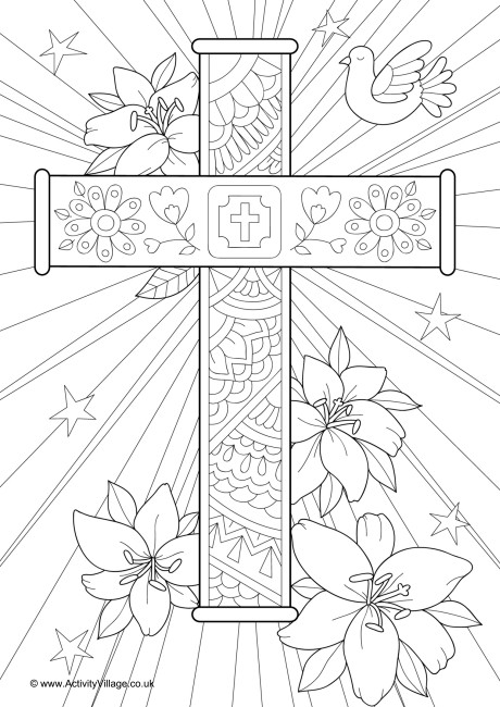 Easter Cross Colouring Page