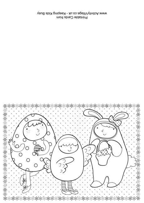 Easter dressing up colouring card