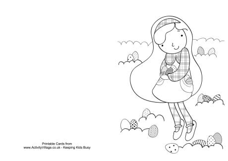 Easter egg hunt colouring card