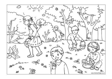 Easter egg hunt colouring page 2