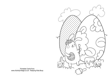 Easter egg painting colouring card 