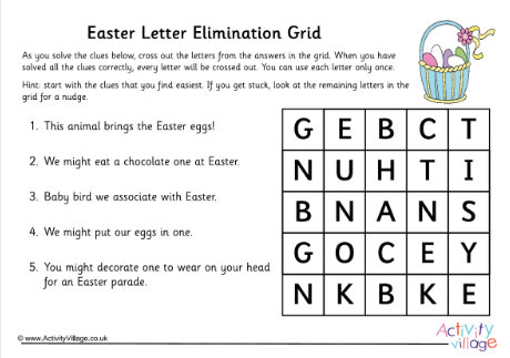 Easter Letter Elimination Grid Easter Letter Elimination Grid