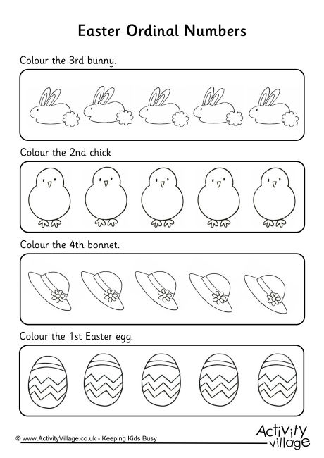 Easter ordinal numbers worksheet 1