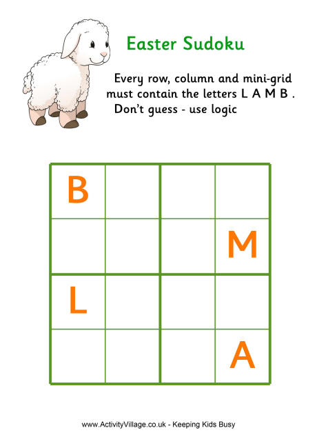 Easter word sudoku easy 1