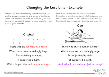 Edward Lear limerick worksheets example