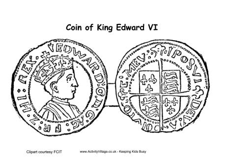 Edward VI coins colouring page