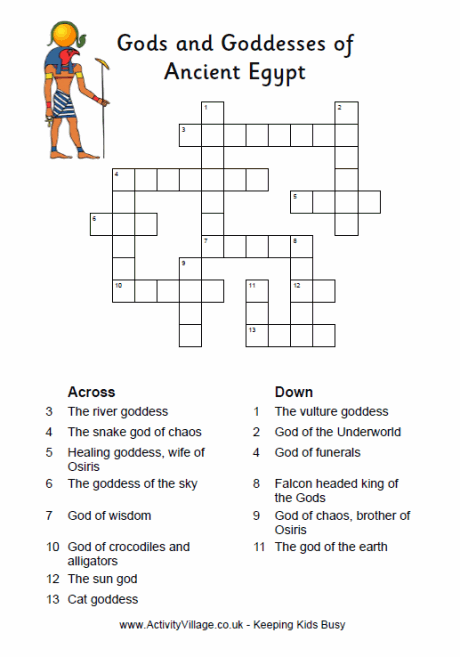 Egyptian gods crossword