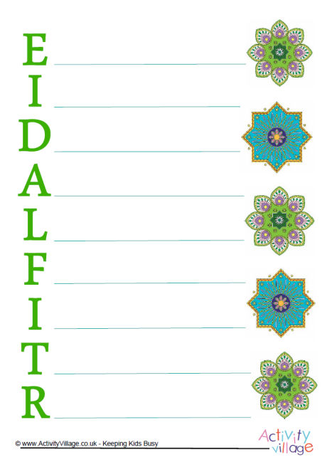 Eid al-Fitre acrostic poem printable Eid al-Fitre acrostic poem printable