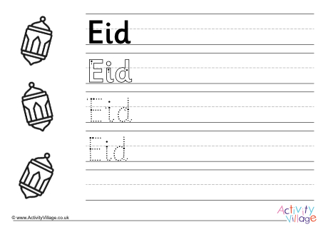 Eid handwriting worksheet