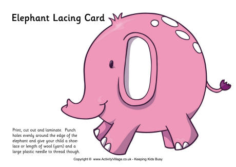 Elephant lacing card 