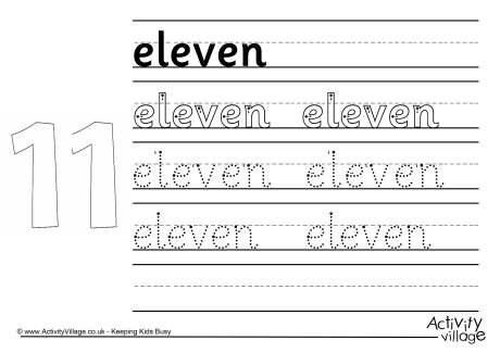Eleven handwriting worksheet