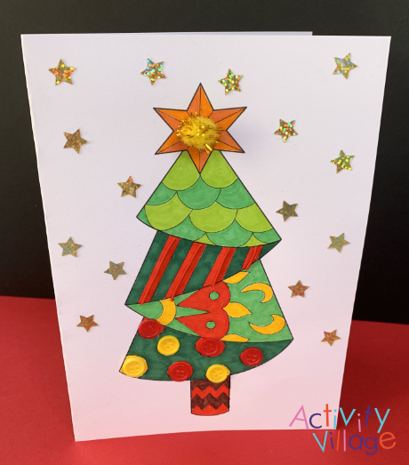 Embellished Christmas Tree Colouring Card