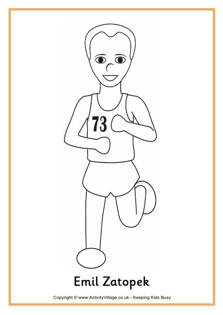 Emil Zatopek colouring page