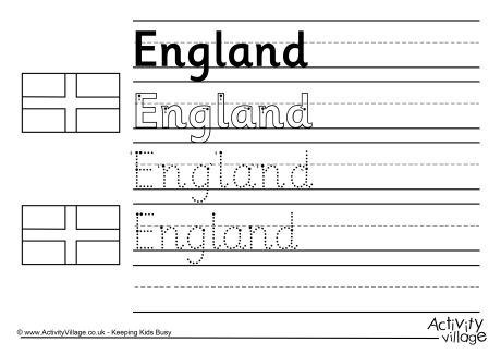 England handwriting worksheet