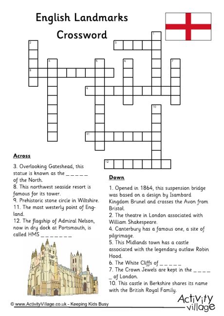 English Landmarks Crossword