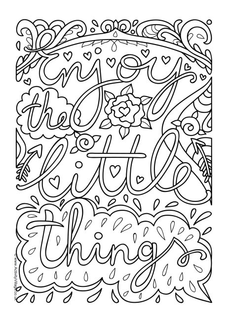 Enjoy the little things colouring page