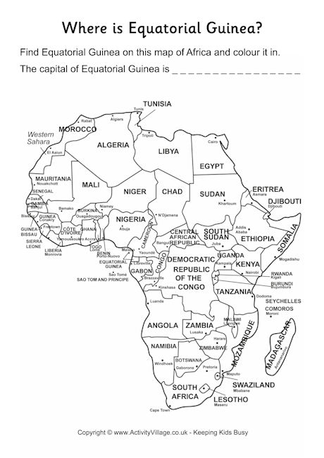 Equatorial Guinea location worksheet