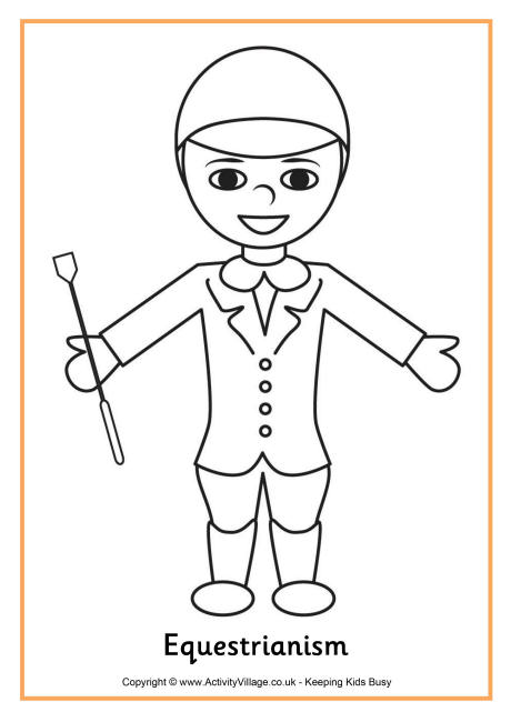Equestrianism colouring page
