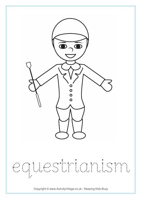 Equestrianism tracing worksheet