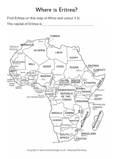 Eritrea location worksheet
