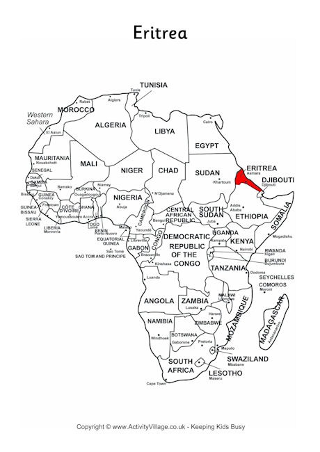 Eritrea on Map of Africa