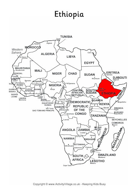 Ethiopia on Map of Africa