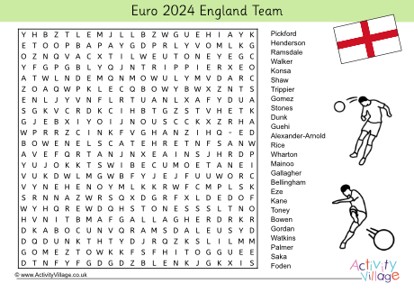 Euro 2024 England team word search