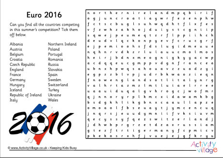 euro 2016 word search