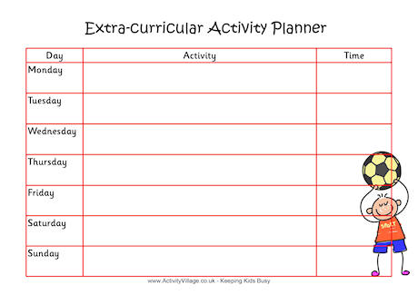 Extra curricular activity planner 1