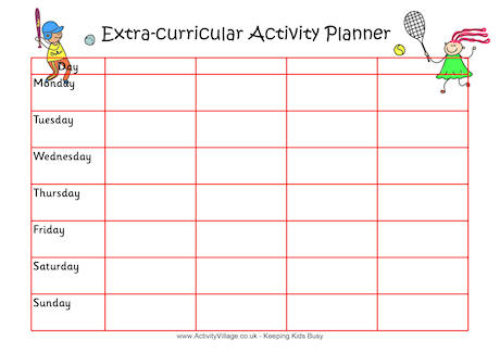 Extra curricular activity planner 2