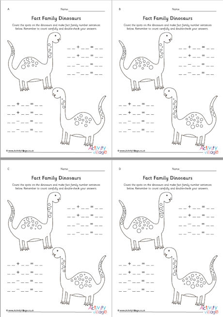 Fact family dinosaurs to 20 Fact family dinosaurs to 20