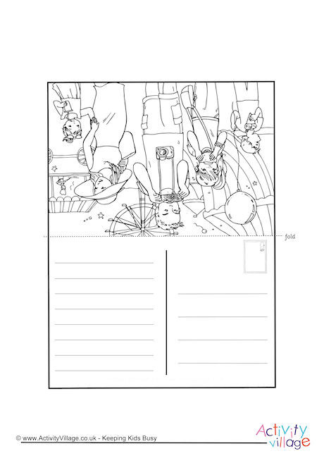 Family Band Colouring Postcard