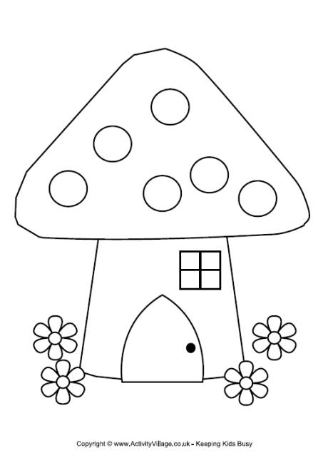 Fairy house colouring page