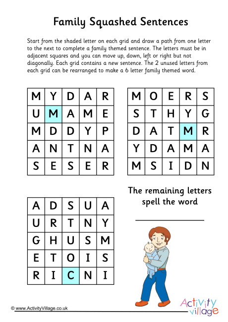 Family Squashed Sentences Puzzle Family Squashed Sentences Puzzle