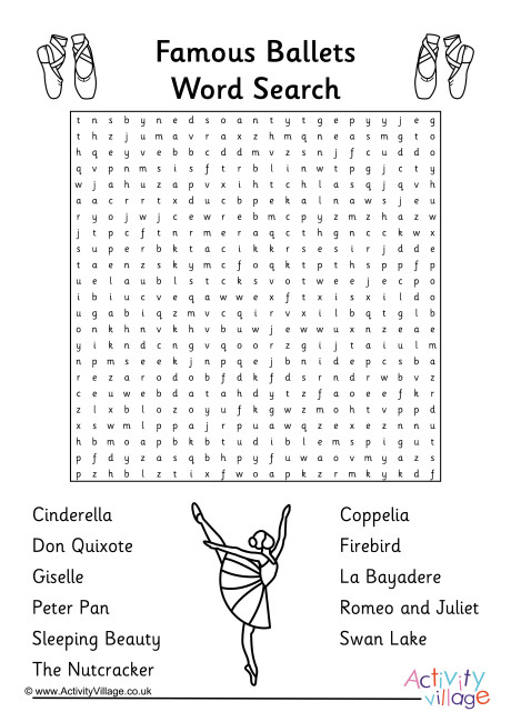 Famous Ballets Word Search
