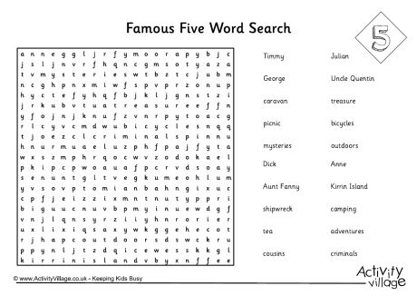 Famous Five word search