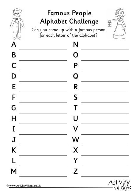 Famous People Alphabet Challenge Famous People Alphabet Challenge