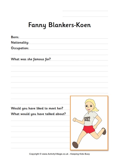 Fanny Blankers-Koen worksheet 