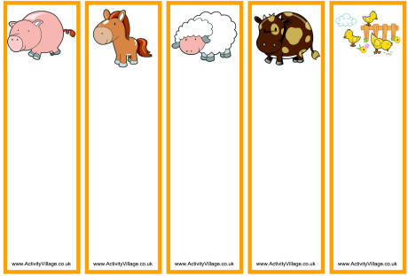 Farm animal bookmarks - blank Farm animal bookmarks - blank
