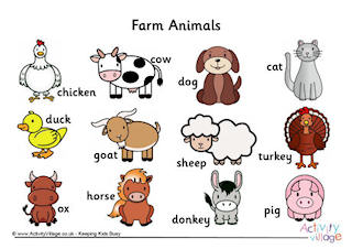 Farm Animal Vocabulary Printables