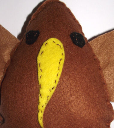 Felt kiwi softie eyes and beak detail