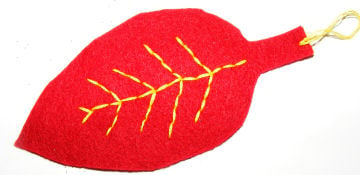 Felt leaves - practice simple embroidery stitches