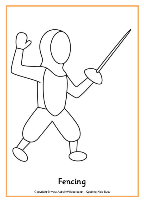 Fencing colouring page