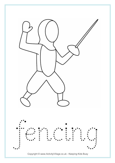Fencing tracing worksheet