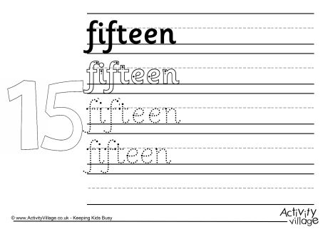 Fifteen handwriting worksheet