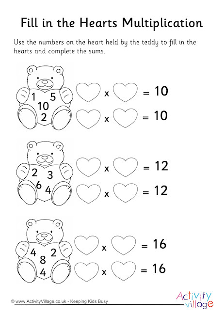 Fill in the Hearts Multiplication