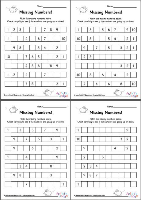 Fill in the missing numbers mixed to 10