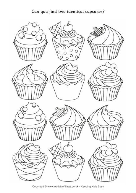 Find two identical cupcakes puzzle